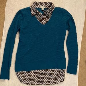 Croft&Barrow Womens shirt with teal sweater Petite Small